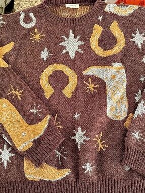 Sunday Up Western Horseshoe Print Crewneck Size Medium Like New